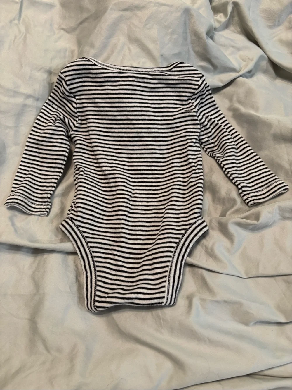 Old Navy Black & White Striped Long-Sleeve Baby Onesie